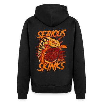 Ernsthaft über Blauzungenskinke Reptilienhalter - Unisex Premium Bio Zip Hoodie - Schwarz - Hinten - Nico (187cm)