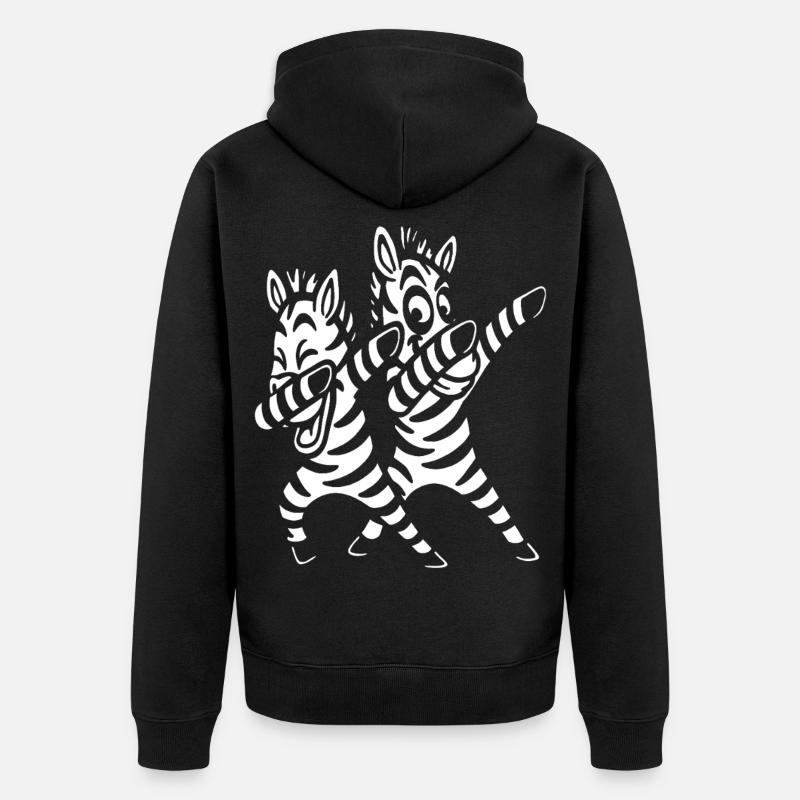Dabbing Zèbres Dansant - Veste à capuche bio Premium Unisexe - noir