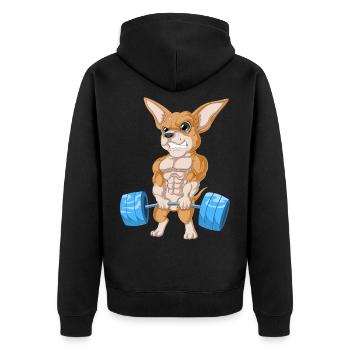 Haltérophilie Chihuahua - Veste à capuche bio Premium Unisexe - noir - Dos - Nico (187cm)