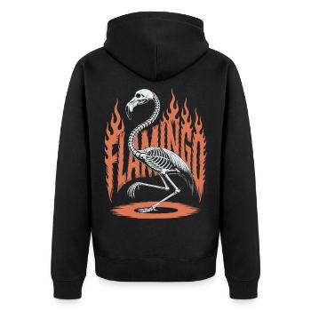 Flamingo Flammen Skelett Halloween - Unisex Premium Bio Zip Hoodie - Schwarz - Hinten - Nico (187cm)