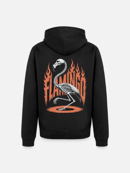 Flamingo Flames Skeleton Halloween - Unisex Premium Organic Zip Hoodie - black