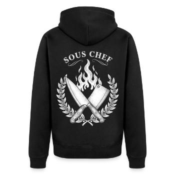 Sous-chef Flammes Conception de cuisson - Veste à capuche bio Premium Unisexe - noir - Dos - Nico (187cm)
