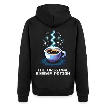 La boisson énergisante originale | Café - Veste à capuche bio Premium Unisexe - noir - Dos - Nico (187cm)