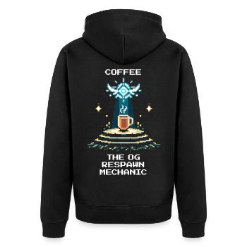 Coffee: The OG Respawn | Barista Espresso - Unisex Premium Organic Zip Hoodie - black - Back - Nico (187cm)