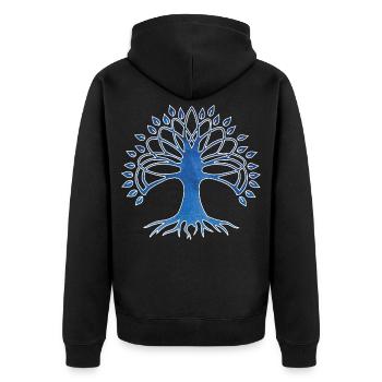 Baum des spirituellen Lebens und des Universums - Unisex Premium Bio Zip Hoodie - Schwarz - Hinten - Nico (187cm)