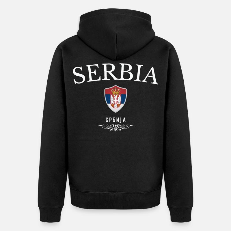 Orgueil serbe, né en Serbie - Veste à capuche bio Premium Unisexe - noir