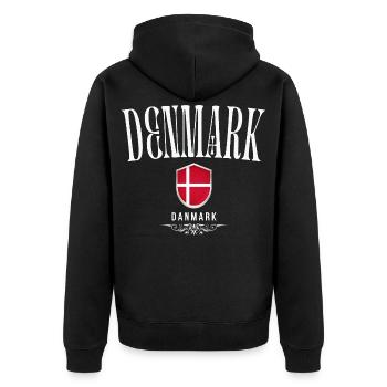 Danish patriot, Danish pride - Unisex Premium Organic Zip Hoodie - black - Back - Nico (187cm)