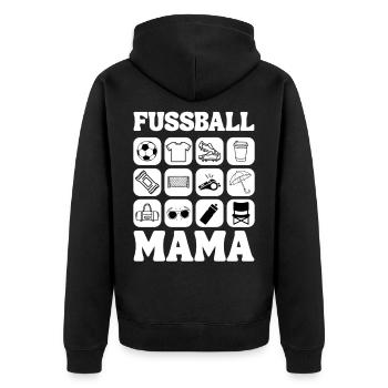 Fußball Mama Design - Unisex Premium Bio Zip Hoodie - Schwarz - Hinten - Nico (187cm)