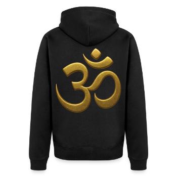Om Mindfulness Affirmation Spiritual Awareness - Unisex Premium Organic Zip Hoodie - black - Back - Nico (187cm)