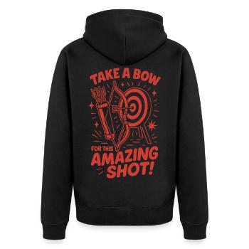 Take A Bow For This Amazing Shot Bogenschütze - Unisex Premium Bio Zip Hoodie - Schwarz - Hinten - Nico (187cm)