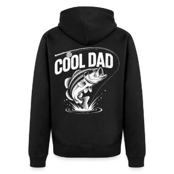 Cooles Papa-Angelgerät-Design - Unisex Premium Bio Zip Hoodie - Schwarz - Hinten - Nico (187cm)