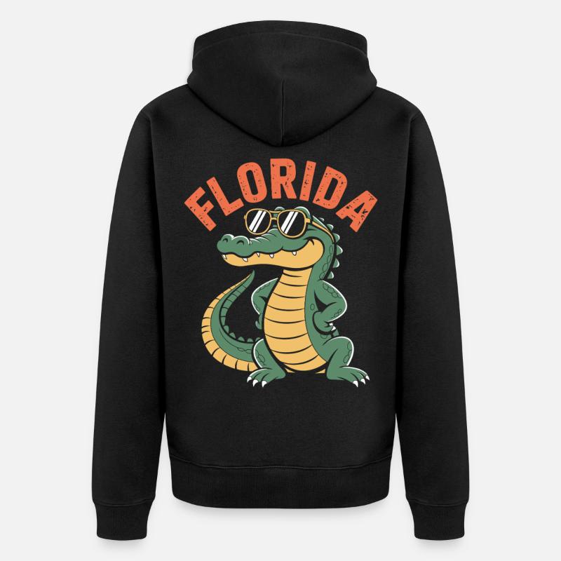 Alligator de Floride - Veste à capuche bio Premium Unisexe - noir