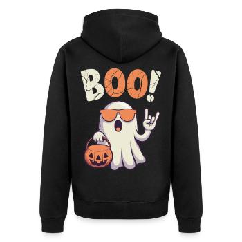 Bouh ! Un design fantôme cool pour les fans d'Halloween - Veste à capuche bio Premium Unisexe - noir - Dos - Nico (187cm)