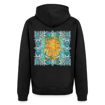 Celtic pattern with sun motifs - Unisex Premium Organic Zip Hoodie - black - Back - Nico (187cm)