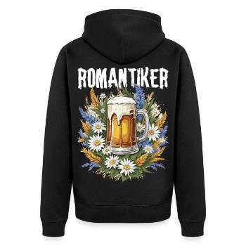 Chope à bière romantique avec des fleurs, chemise traditionnelle pour bière - Veste à capuche bio Premium Unisexe - noir - Dos - Nico (187cm)