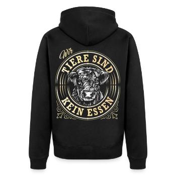 Tiere sind kein Essen - Tierschutz - Tierfreund - Unisex Premium Bio Zip Hoodie - Schwarz - Hinten - Nico (187cm)