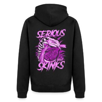 Ernsthaft über Blauzungenskinke Reptilienhalter - Unisex Premium Bio Zip Hoodie - Schwarz - Hinten - Nico (187cm)