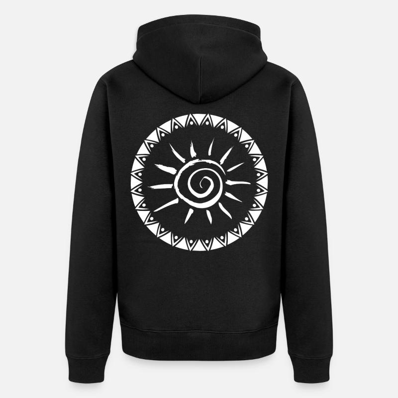 Conception géométrique du mandala Sunburst - Veste à capuche bio Premium Unisexe - noir