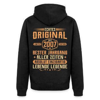 Genuine original since 2007 - 18th birthday - Unisex Premium Organic Zip Hoodie - black - Back - Nico (187cm)
