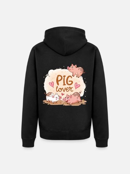 Funny and Warm Pigs Showcase - Unisex Premium Organic Zip Hoodie - black