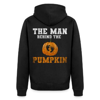 Kürbis Mann Elternschaft Design - Unisex Premium Bio Zip Hoodie - Schwarz - Hinten - Nico (187cm)
