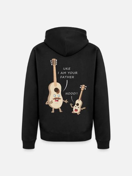 UKE Ik ben je vader Grappige gitaar woordspeling - Uniseks Premium bio ziphoodie - zwart