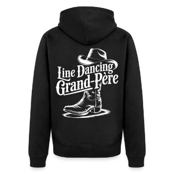 Cowboy-Western-Zeichnung für Opa - Unisex Premium Bio Zip Hoodie - Schwarz - Hinten - Nico (187cm)