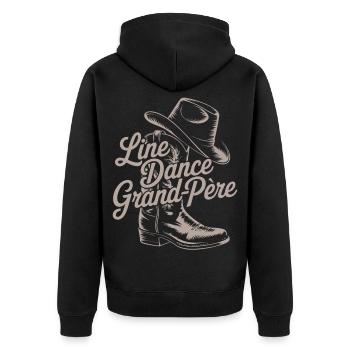 Grandpa Line Dance - Unisex Premium Organic Zip Hoodie - black - Back - Nico (187cm)