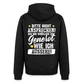 Malle PLEASE DO NOT SPEAK Funny - Veste à capuche bio Premium Unisexe - noir - Dos - Nico (187cm)