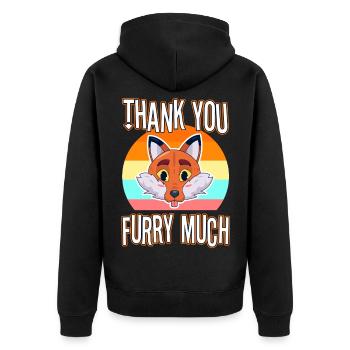 Thank you furry much - Unisex Premium Bio Zip Hoodie - Schwarz - Hinten - Nico (187cm)