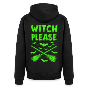 Witch Please – Halloween Hexen Besen - Unisex Premium Bio Zip Hoodie - Schwarz - Hinten - Nico (187cm)