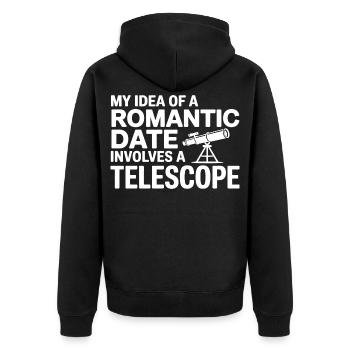 Romantic Date Telescope Journal  - Unisex Premium Organic Zip Hoodie - black - Back - Nico (187cm)