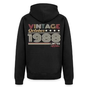 Octobre 1988 rétro anniversaire 1988 Octobre 1988  - Veste à capuche bio Premium Unisexe - noir - Dos - Nico (187cm)