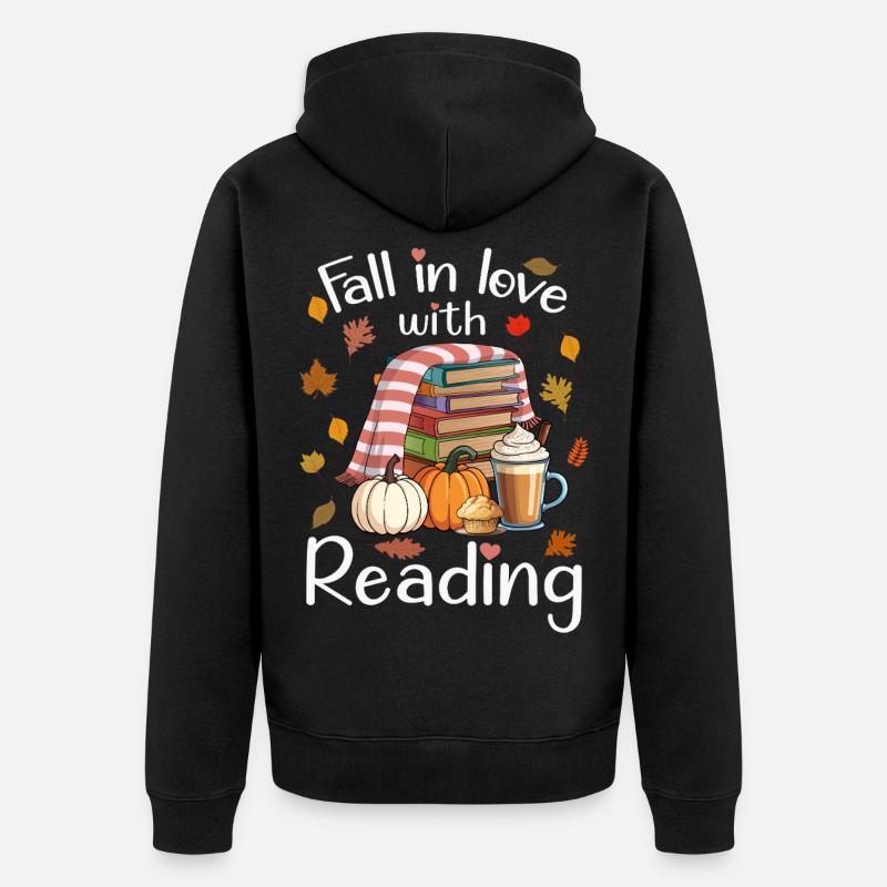 L’amour de la lecture à l’automne - Veste à capuche bio Premium Unisexe - noir