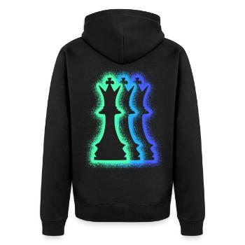 Schachfiguren Schachspieler Silhouetten Schach - Unisex Premium Bio Zip Hoodie - Schwarz - Hinten - Nico (187cm)