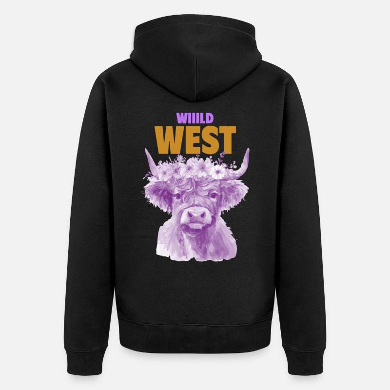 VACHE VIOLETTE DU SAUVAGE OUEST - Veste à capuche bio Premium Unisexe - noir