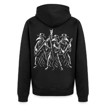Dark Plague Doctor Band Illustration - Unisex Premium Organic Zip Hoodie - black - Back - Nico (187cm)