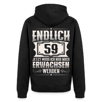 59th Birthday - Unisex Premium Organic Zip Hoodie - black - Back - Nico (187cm)