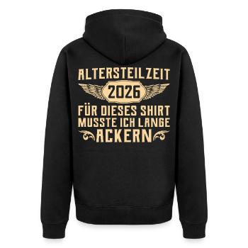 Frührente Kollege - Altersteilzeit 2026 - Unisex Premium Bio Zip Hoodie - Schwarz - Hinten - Nico (187cm)