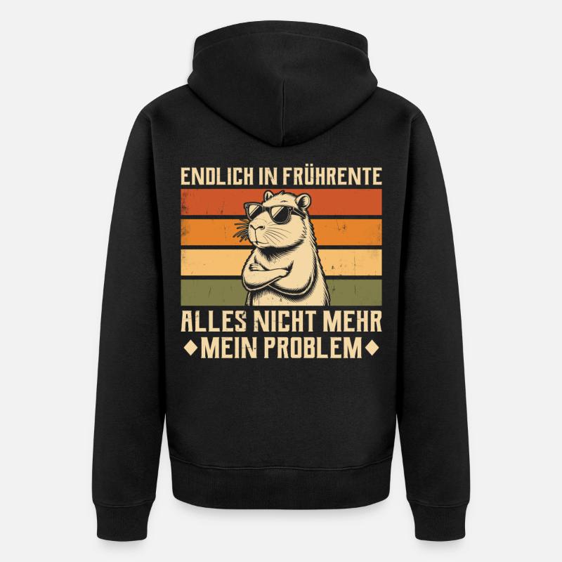 Endlich in Frührente - Capybara - Altersteilzeit - Unisex Premium Bio Zip Hoodie - Schwarz