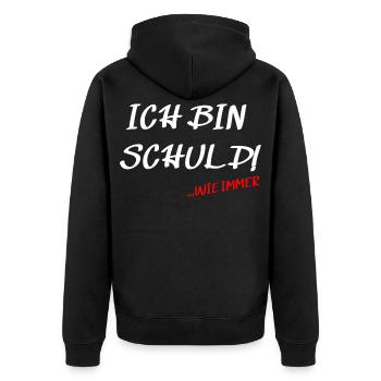 It's my fault... as always saying design - Unisex Premium Organic Zip Hoodie - black - Back - Nico (187cm)