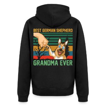 Best German Shepherd Grandma - Unisex Premium Organic Zip Hoodie - black - Back - Nico (187cm)