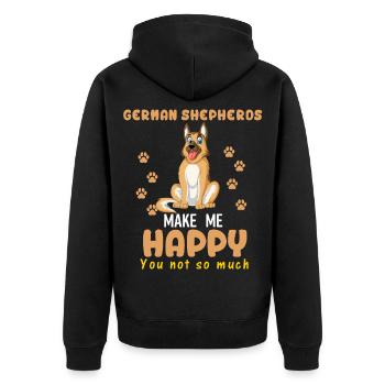 Deutscher Schäferhund Glück - Unisex Premium Bio Zip Hoodie - Schwarz - Hinten - Nico (187cm)