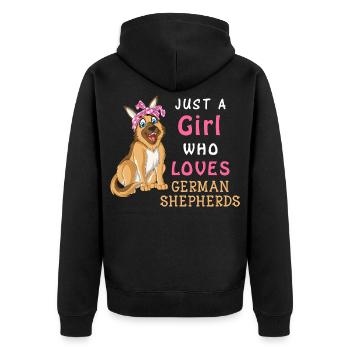 Girl Loves German Shepherd - Unisex Premium Organic Zip Hoodie - black - Back - Nico (187cm)
