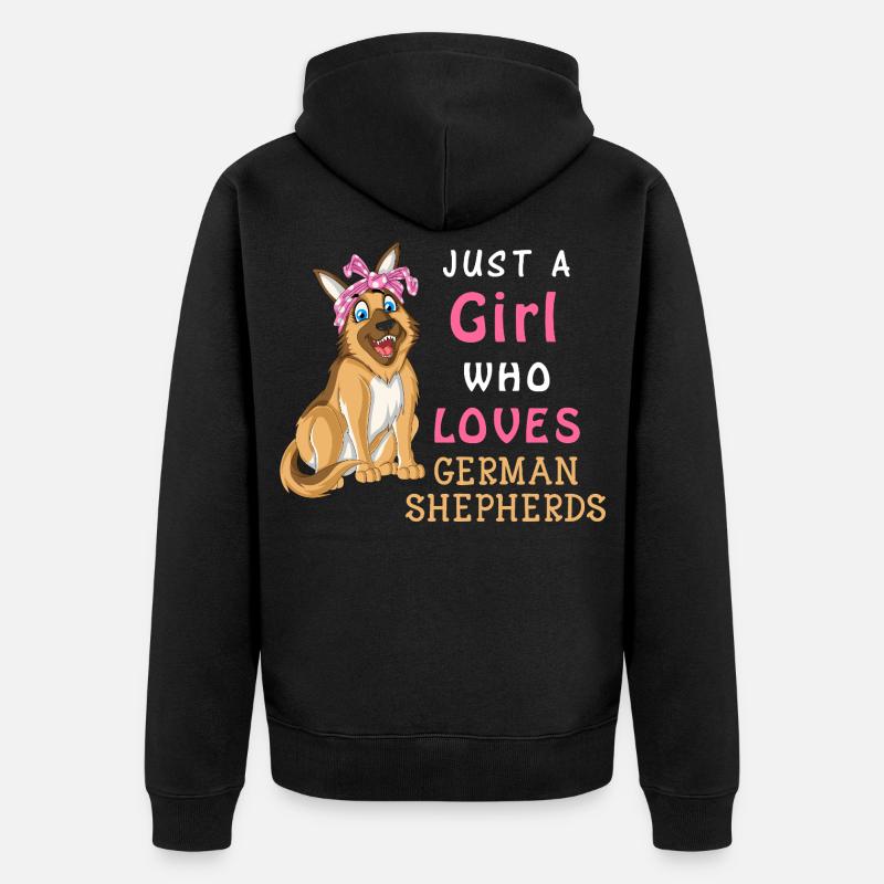 Mädchen liebt Deutschen Schäferhund - Unisex Premium Bio Zip Hoodie - Schwarz