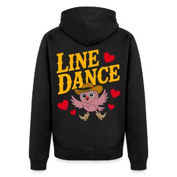 Linedance Eule mit Hut - Unisex Premium Bio Zip Hoodie - Schwarz - Hinten - Nico (187cm)