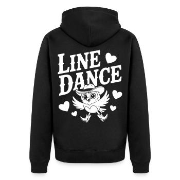 Playful line dance design with owl - Unisex Premium Organic Zip Hoodie - black - Back - Nico (187cm)
