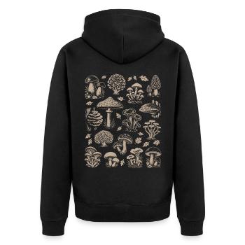 Pilze, Mykolgie, Pilzsammler - Pilze - Spruch - Unisex Premium Bio Zip Hoodie - Schwarz - Hinten - Nico (187cm)