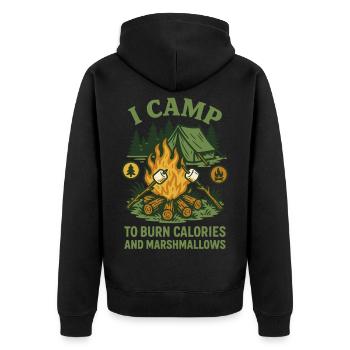 I Camp To Burn Calories And Marshmallows - Unisex Premium Organic Zip Hoodie - black - Back - Nico (187cm)