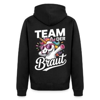 Unicorn Team Braut Design Einhorn  Hochzeit Humor - Unisex Premium Bio Zip Hoodie - Schwarz - Hinten - Nico (187cm)